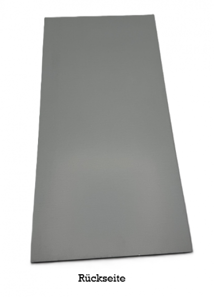 Stahlblechplatte RAL 7016 anthrazitgrau – Rückseite. Stahlblechplatte RAL 7016 anthrazitgrau – Rückseite.